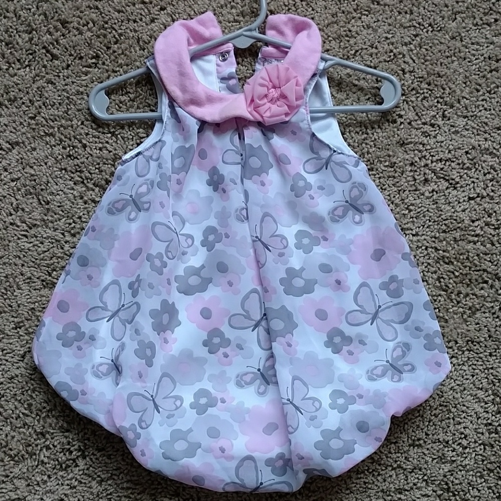 Infant Pink and grey floral romper